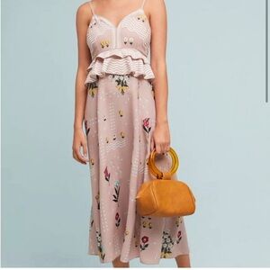 NWT Anthropologie Sahil Kochhar Dusty Pink Floral Midi Dress